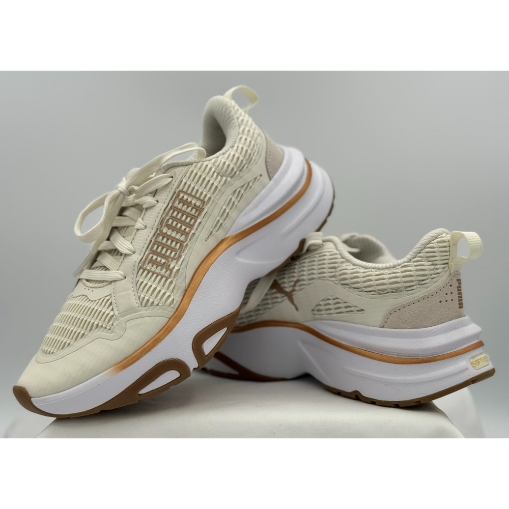 Puma Women's Softride Devine Running Shoes - Size 7.5 - Cream W/Gold Trim - NEW